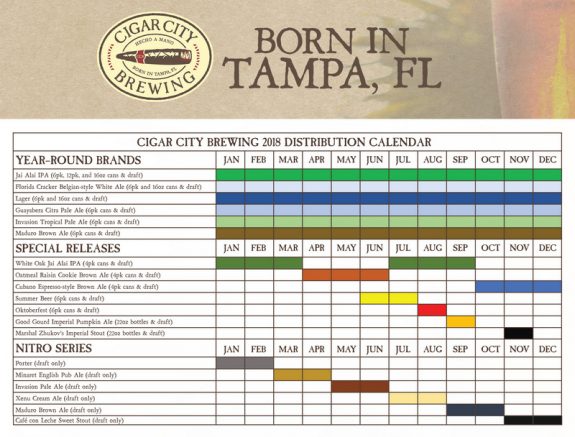 Cigar City 2018 Beer Calendar
