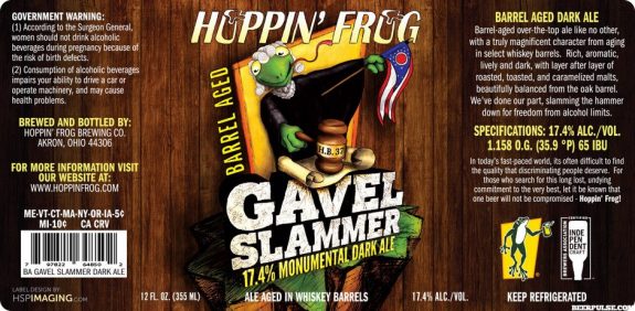 Hoppin' Frog BA Gavel Slammer label BeerPulse