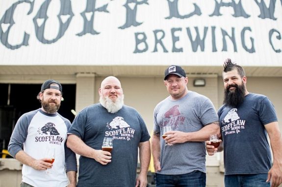 Scofflaw Brewing l. to r. -- Joe McIntyre, J.P. Watts, Co-founders Matt Shirah, Travis Herman BeerPulse