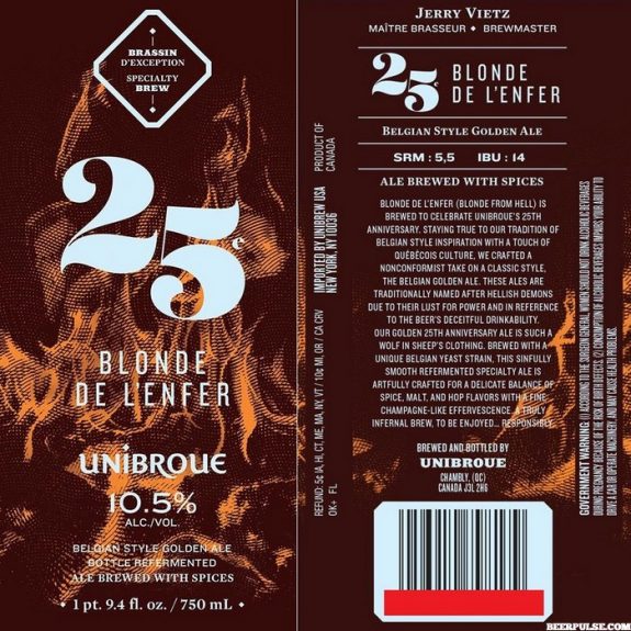 Unibroue 25 Blonde de L'enfer label BeerPulse