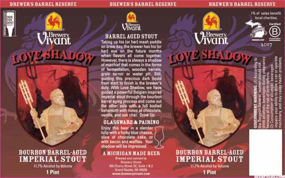 Brewery Vivant Love Shadow Bourbon Barrel-Aged Imperial Stout label BeerPulse