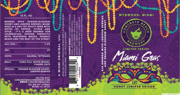 Concrete Beach Miami Gras Saison label BeerPulse