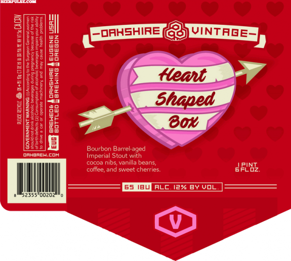Oakshire Heart Shaped Box label BeerPulse