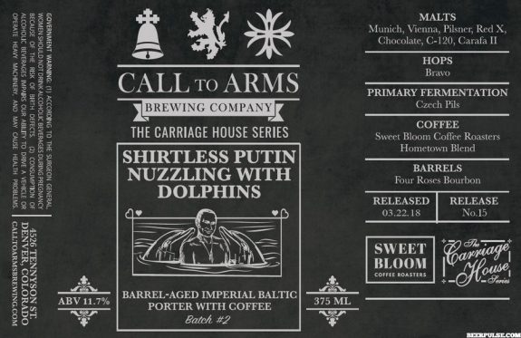 Call to Arms Shirtless Putin Nuzzling with Dolphins label BeerPulse