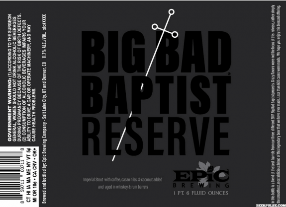 Epic Big Bad Baptist Reserve label BeerPulse