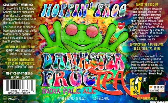 Hoppin Frog Dankster Frog IPA label BeerPulse