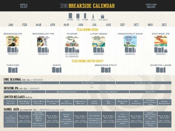 Breakside Brewing 2018 Calendar