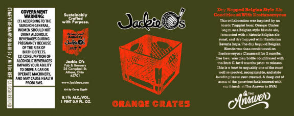 Jackie O's Orange Crates label BeerPulse